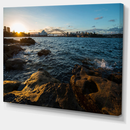 Sunset at Opera House Sydney - Large Seashore Canvas Print