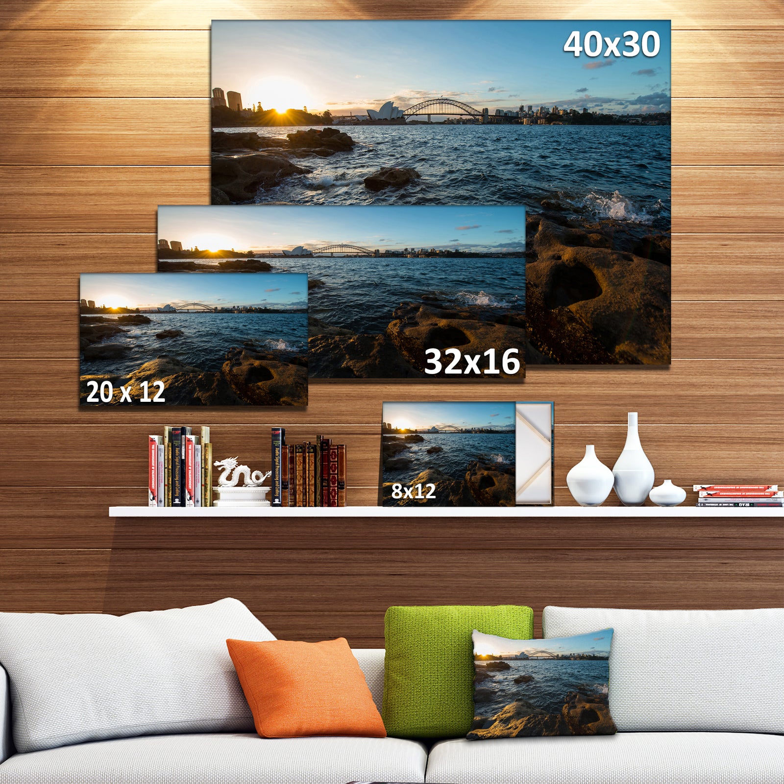 Sunset at Opera House Sydney - Large Seashore Canvas Print