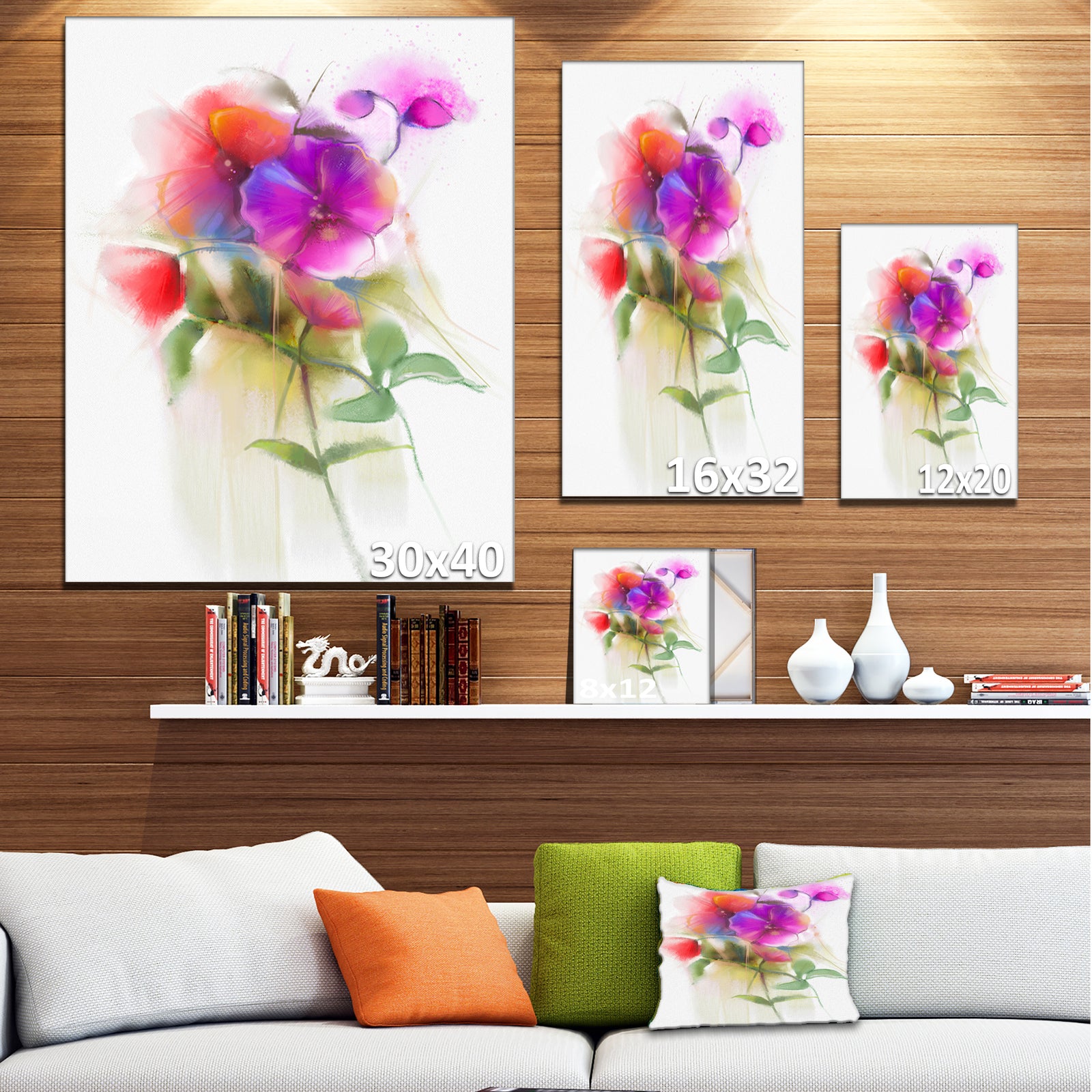 Bunch of Colorful Orchid Flowers - Large Flower Canvas Wall Art