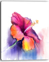 Red Yellow Hibiscus Flower in Blue - Large Flower Canvas Wall Art