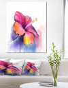 Red Yellow Hibiscus Flower in Blue - Large Flower Canvas Wall Art