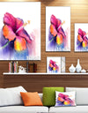 Red Yellow Hibiscus Flower in Blue - Large Flower Canvas Wall Art