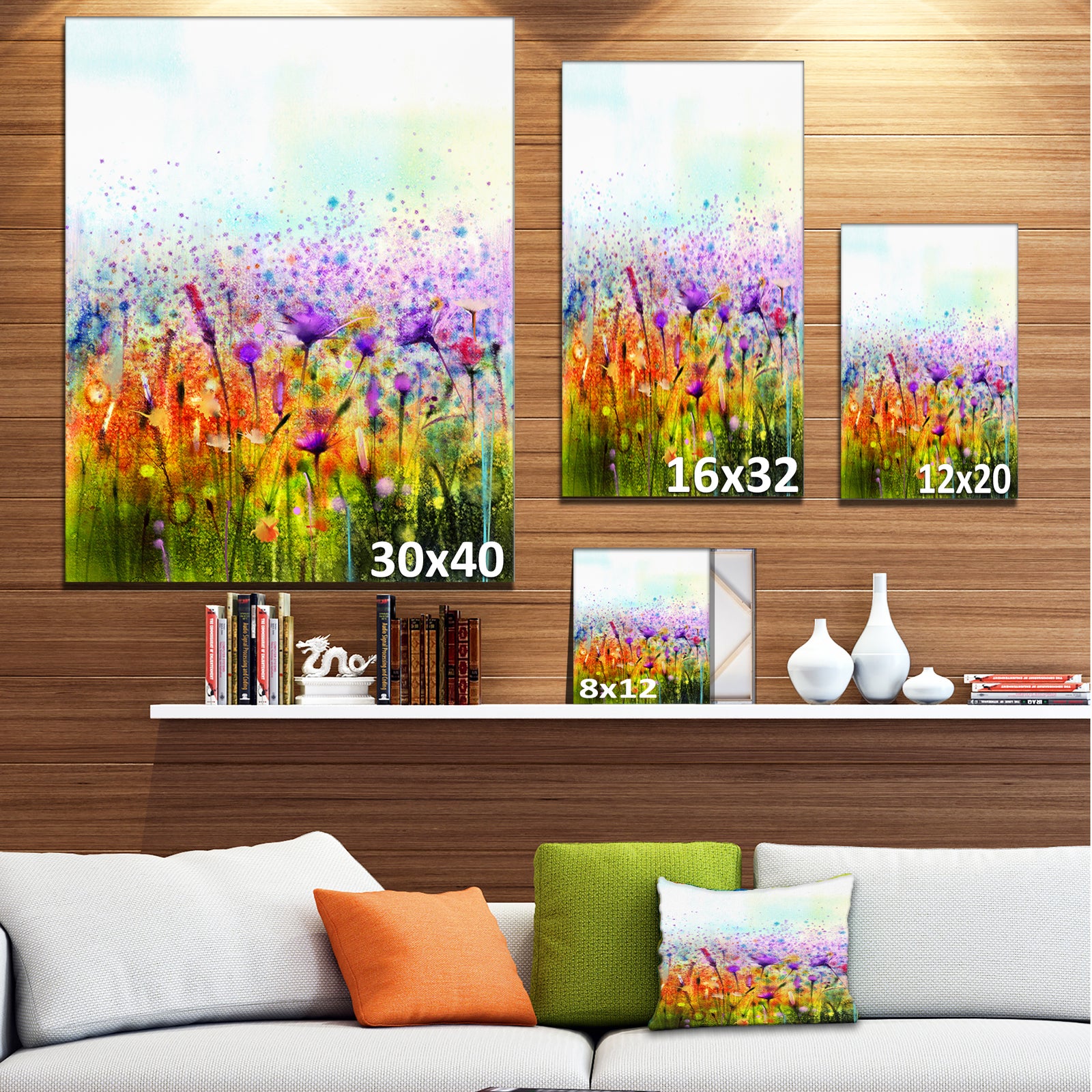 Abstract Cosmos of Colorful Flowers - Large Flower Canvas Wall Art
