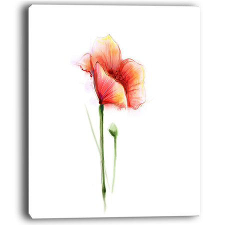 Red Poppy Flower with Large Petals - Large Flower Canvas Wall Art