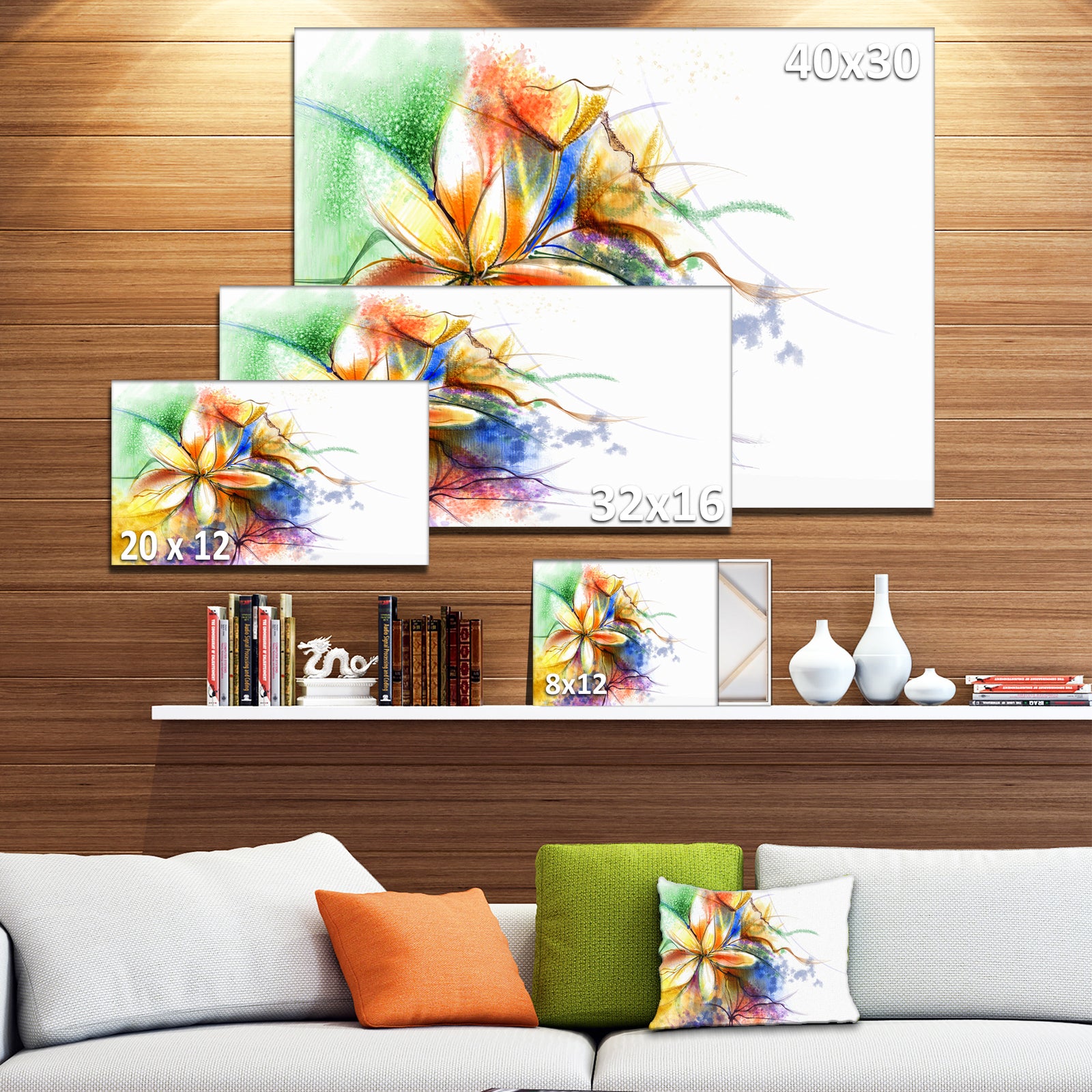 Abstract Multi-color Flower Fusion - Large Flower Canvas Wall Art