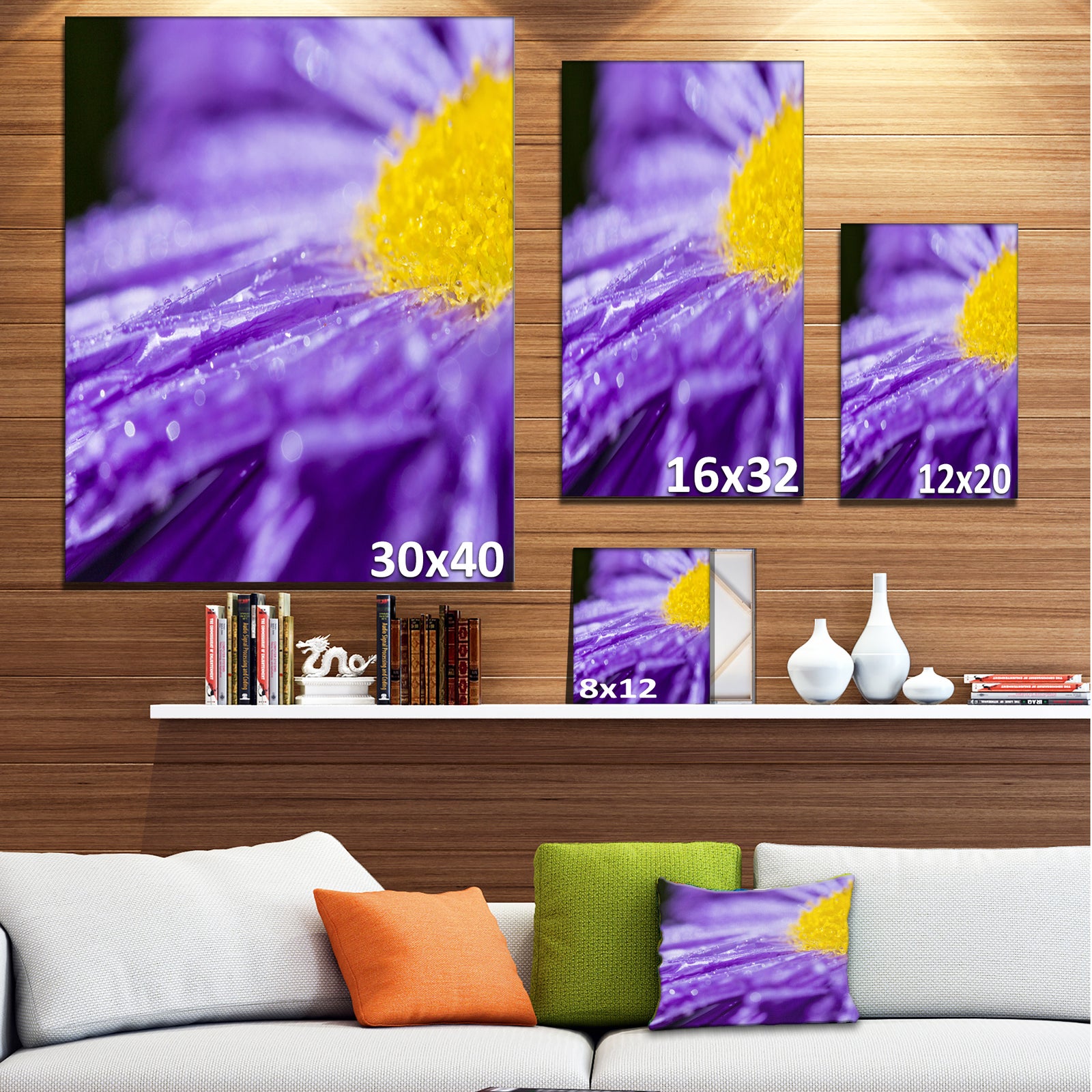 Large Violet Flower Petal Close-up - Large Flower Canvas Wall Art