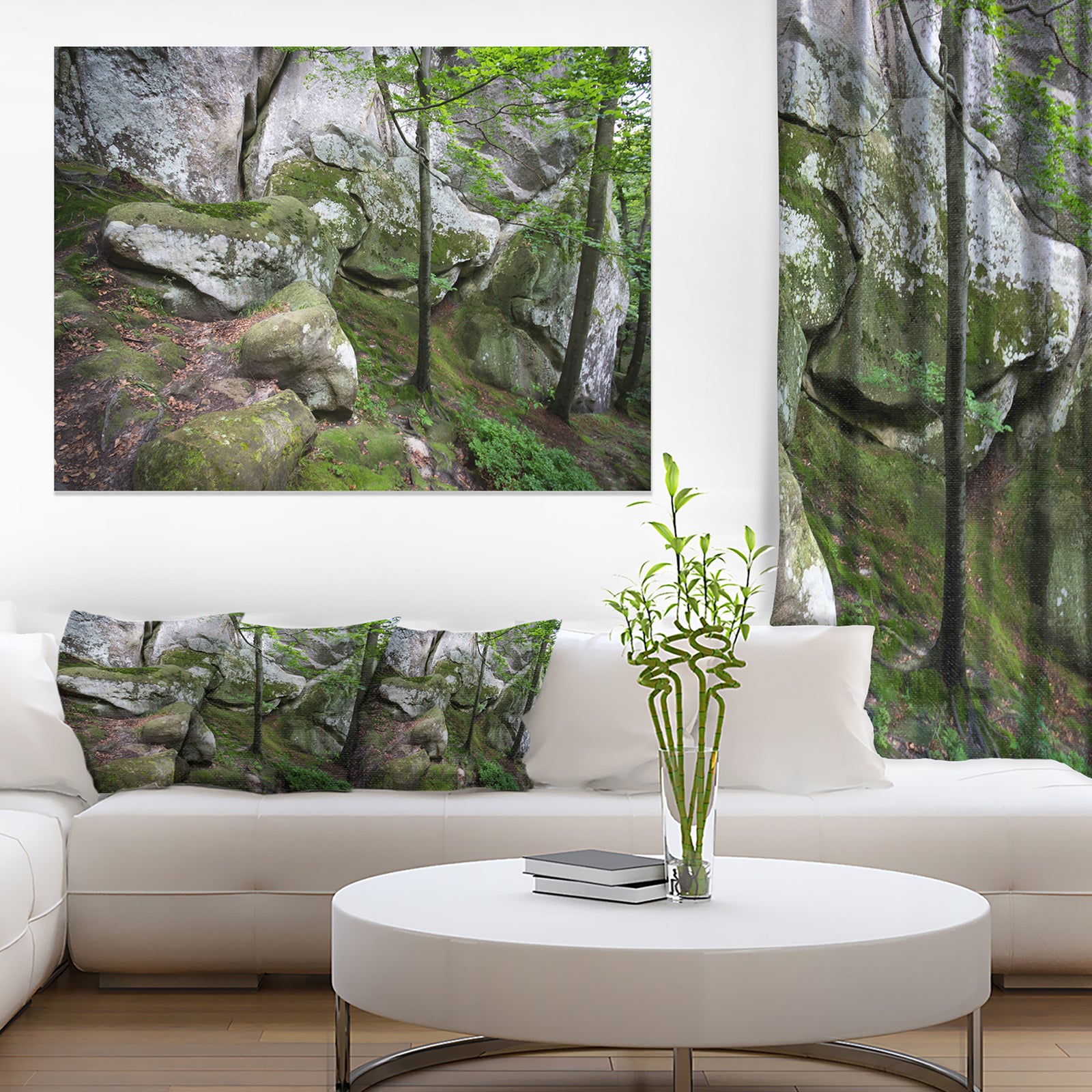 Deep Moss Forest with Rocks - Landscape Art Print Canvas