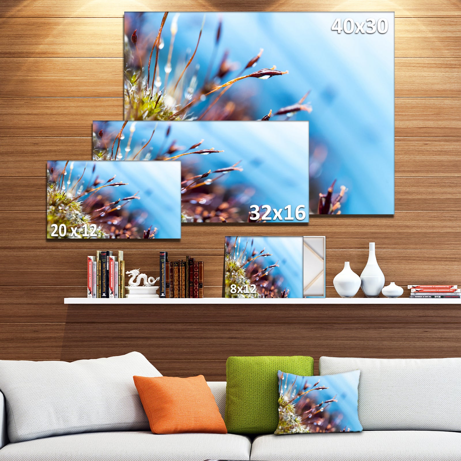 Abstract Moss Flowers in Summer Spring - Landscape Art Print Canvas