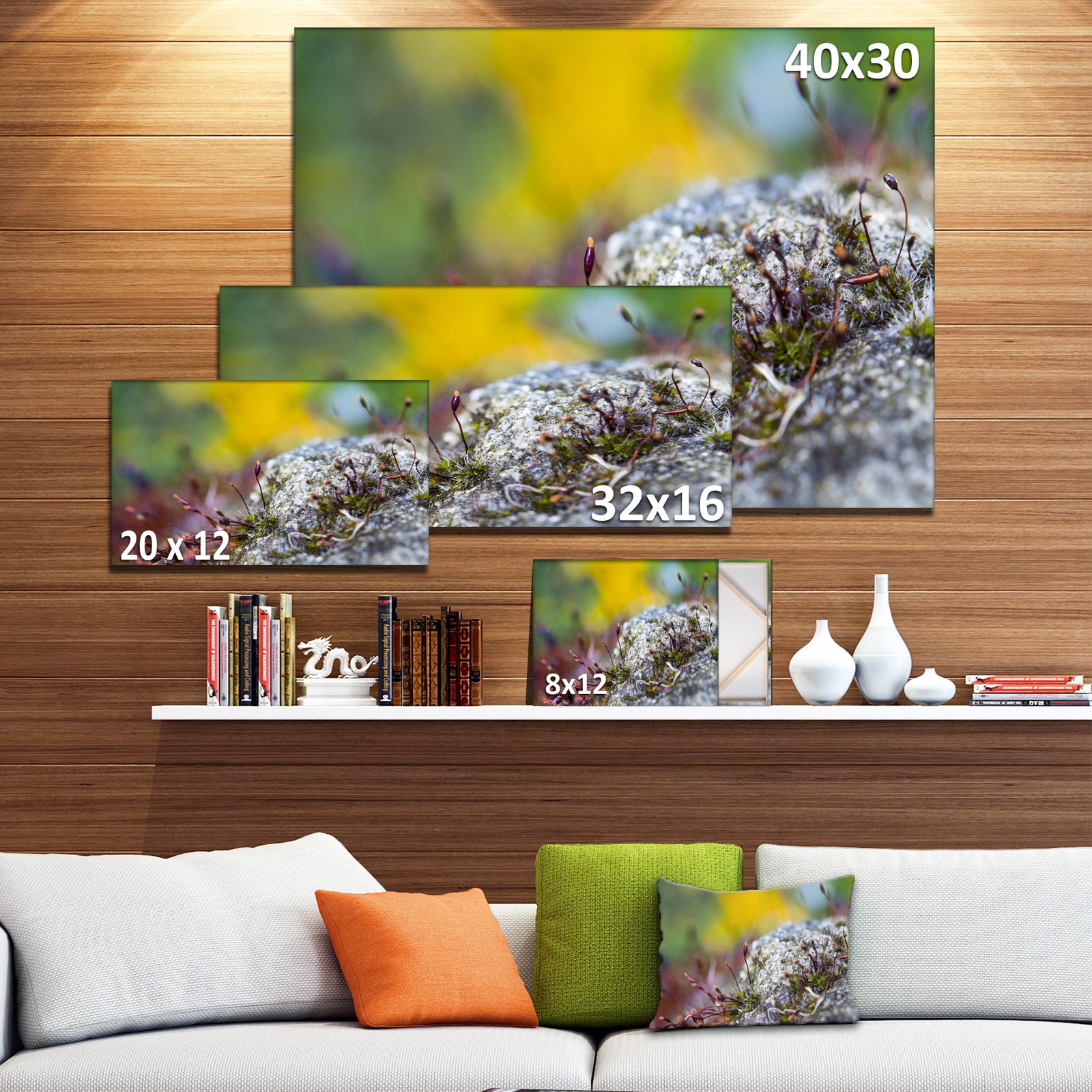 Abstract Composition of Moss Flowers - Modern Landscape Wall Art Canvas
