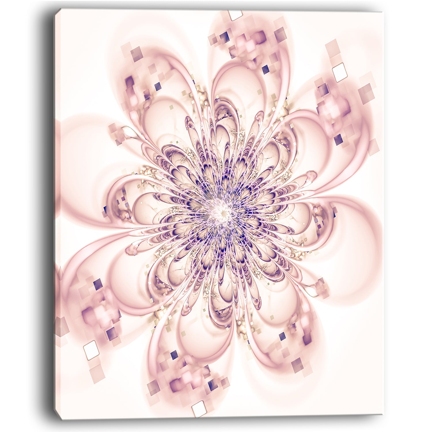 Full Bloom Fractal Flower in Pink - Large Flower Canvas Wall Art