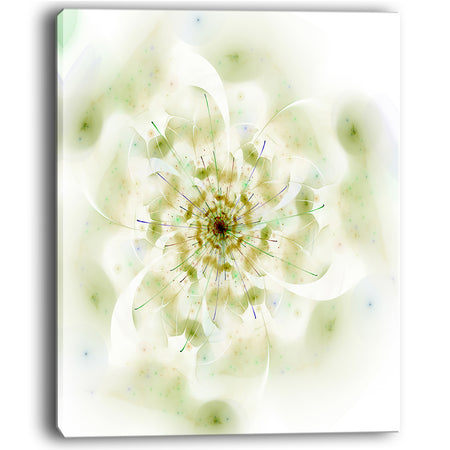 Full Bloom Fractal Flower in White - Large Flower Canvas Wall Art