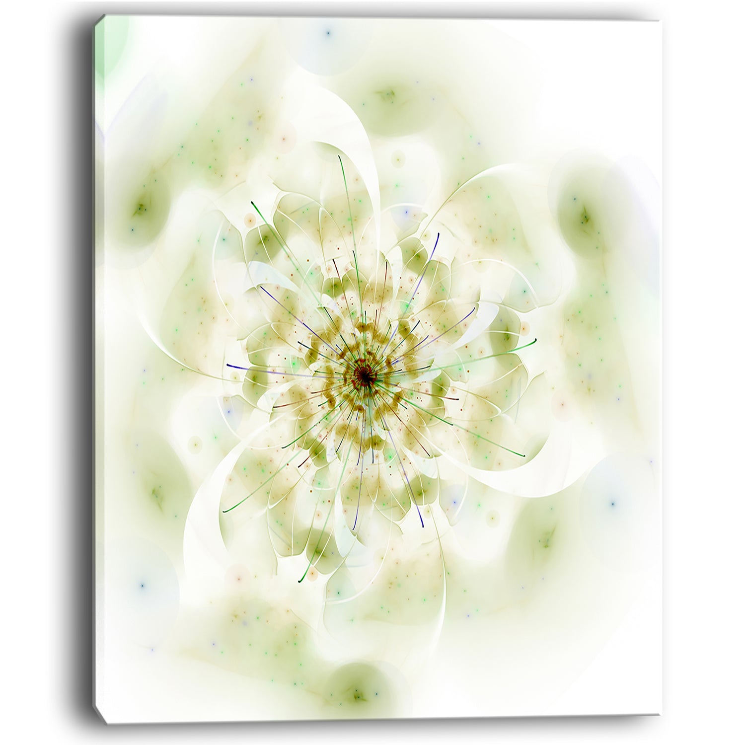Full Bloom Fractal Flower in White - Large Flower Canvas Wall Art
