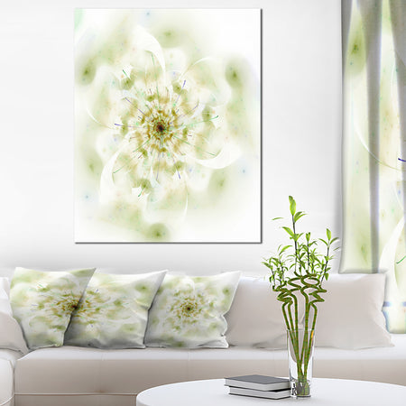 Full Bloom Fractal Flower in White - Large Flower Canvas Wall Art