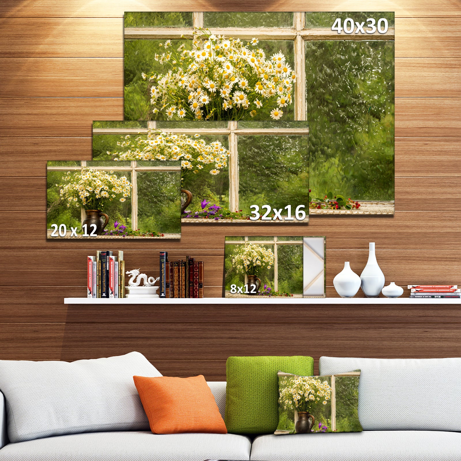 Still Life Bouquet of Chamomiles - Modern Landscape Wall Art Canvas