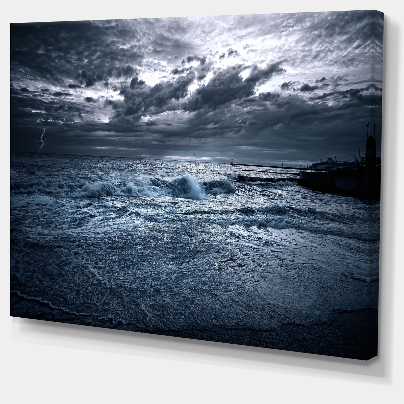 Sochi Sea Storm in Blue - Modern Landscape Wall Art Canvas