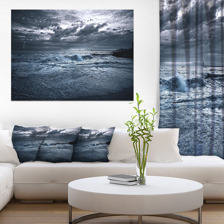 Sochi Sea Storm in Blue - Modern Landscape Wall Art Canvas