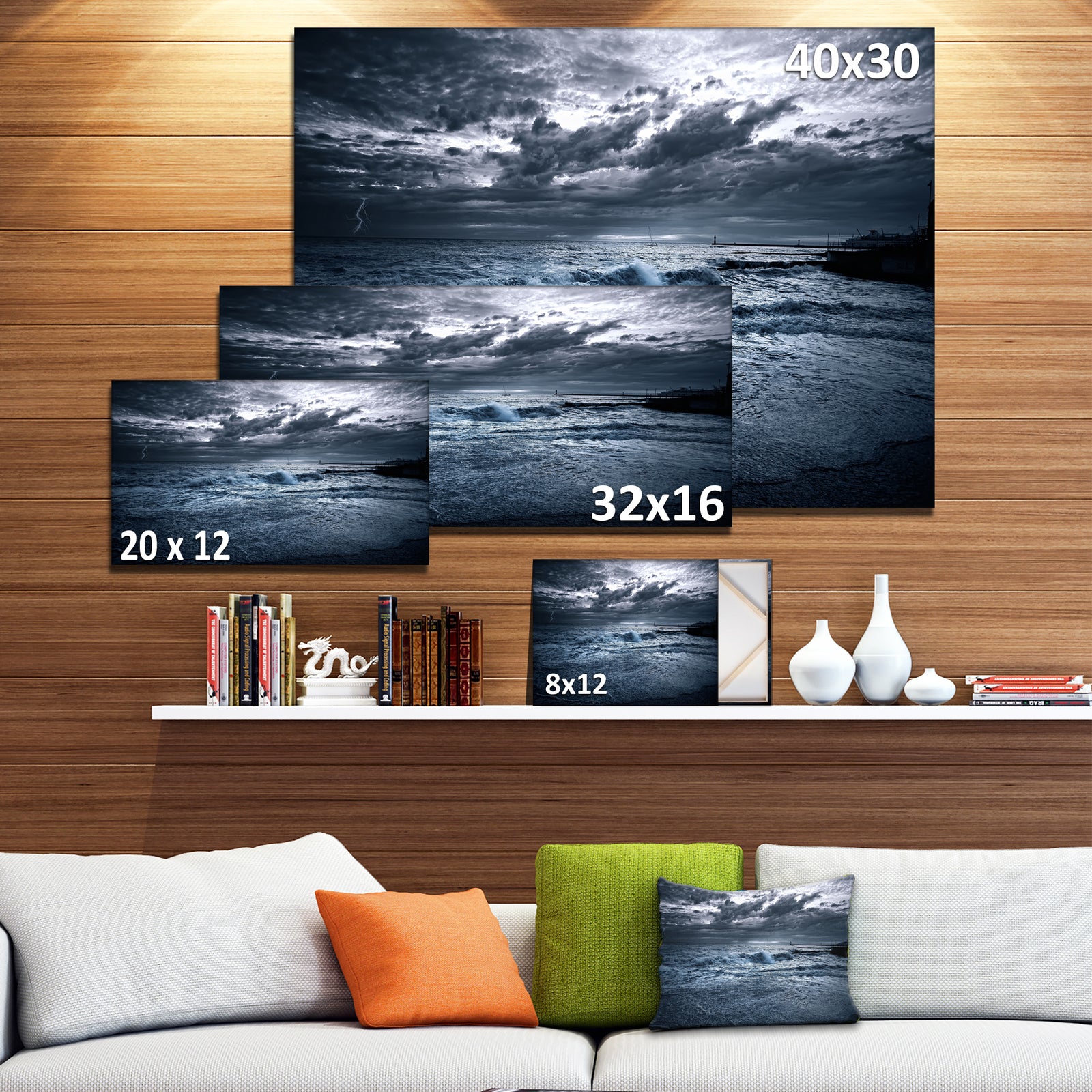 Sochi Sea Storm in Blue - Modern Landscape Wall Art Canvas