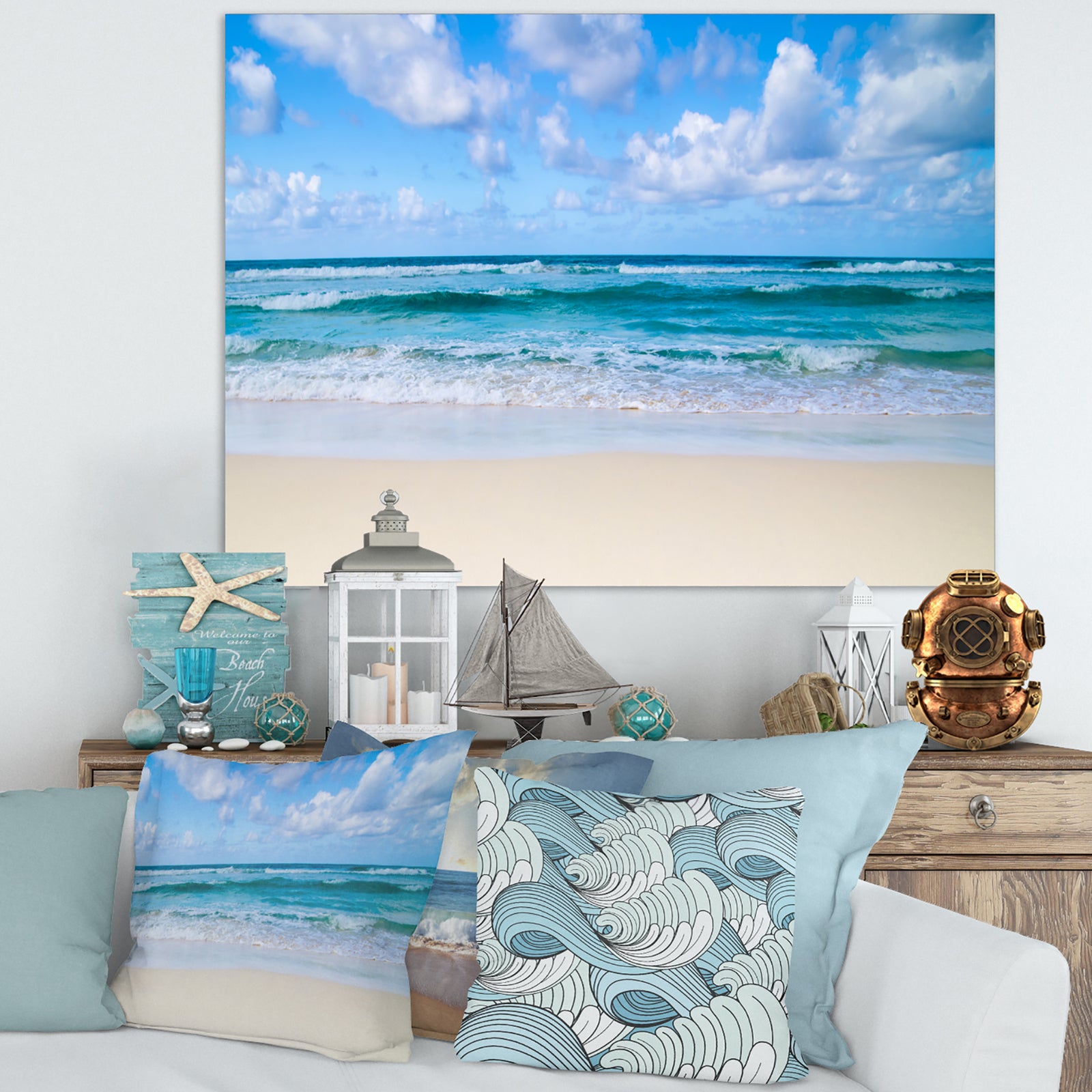Serene Blue Tropical Beach - Large Seashore Canvas Print