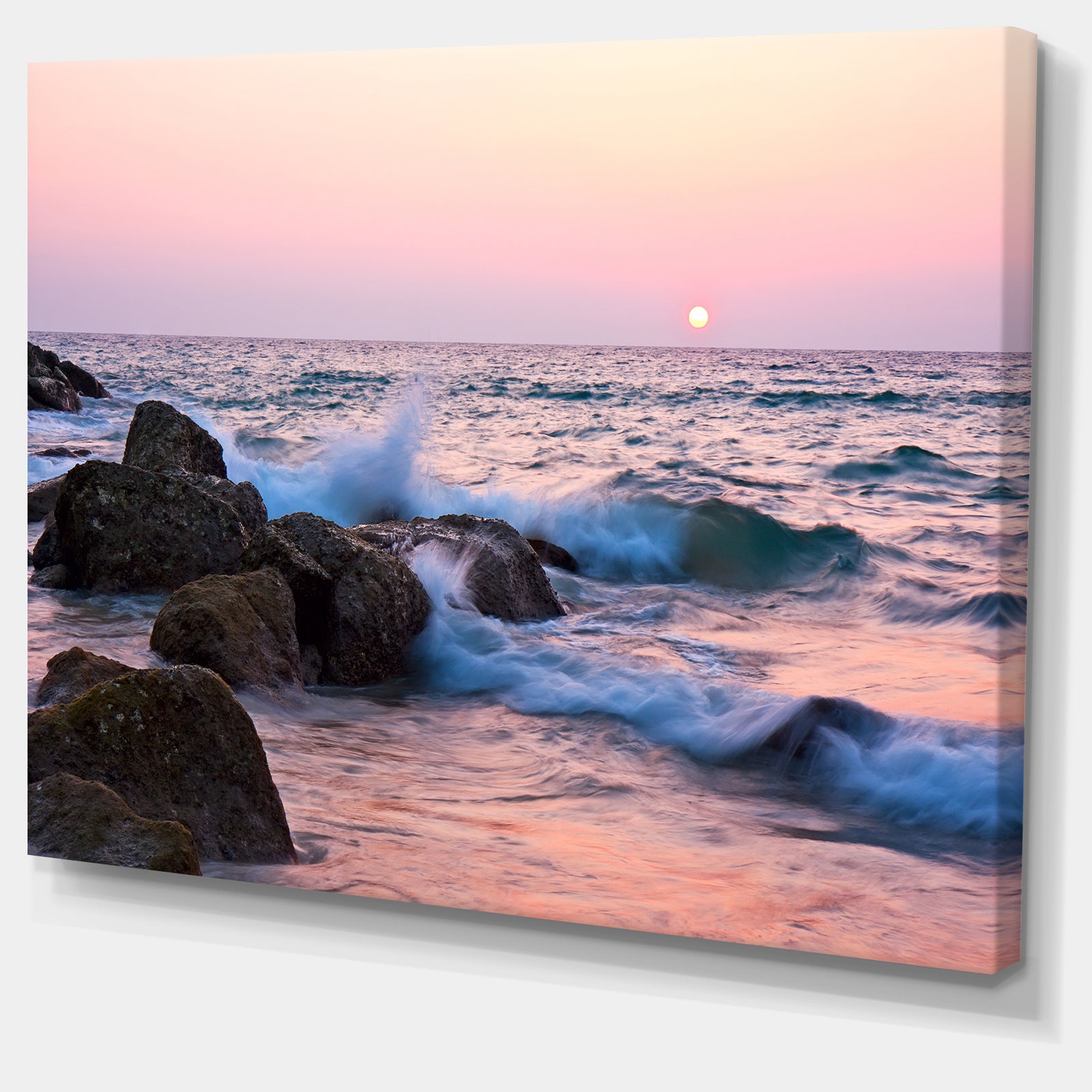 Rocky Coast with Foam Waves - Large Seashore Canvas Print