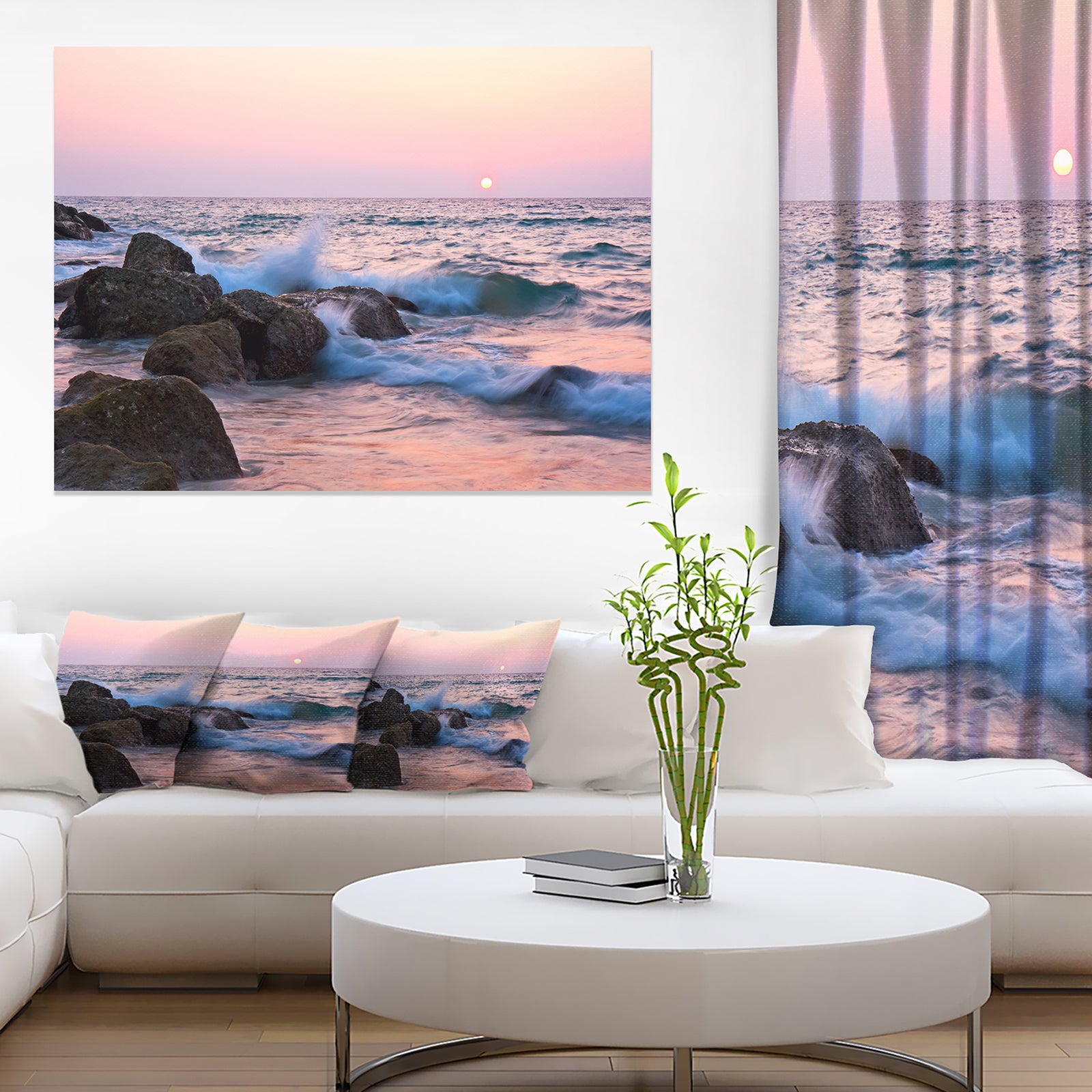 Rocky Coast with Foam Waves - Large Seashore Canvas Print