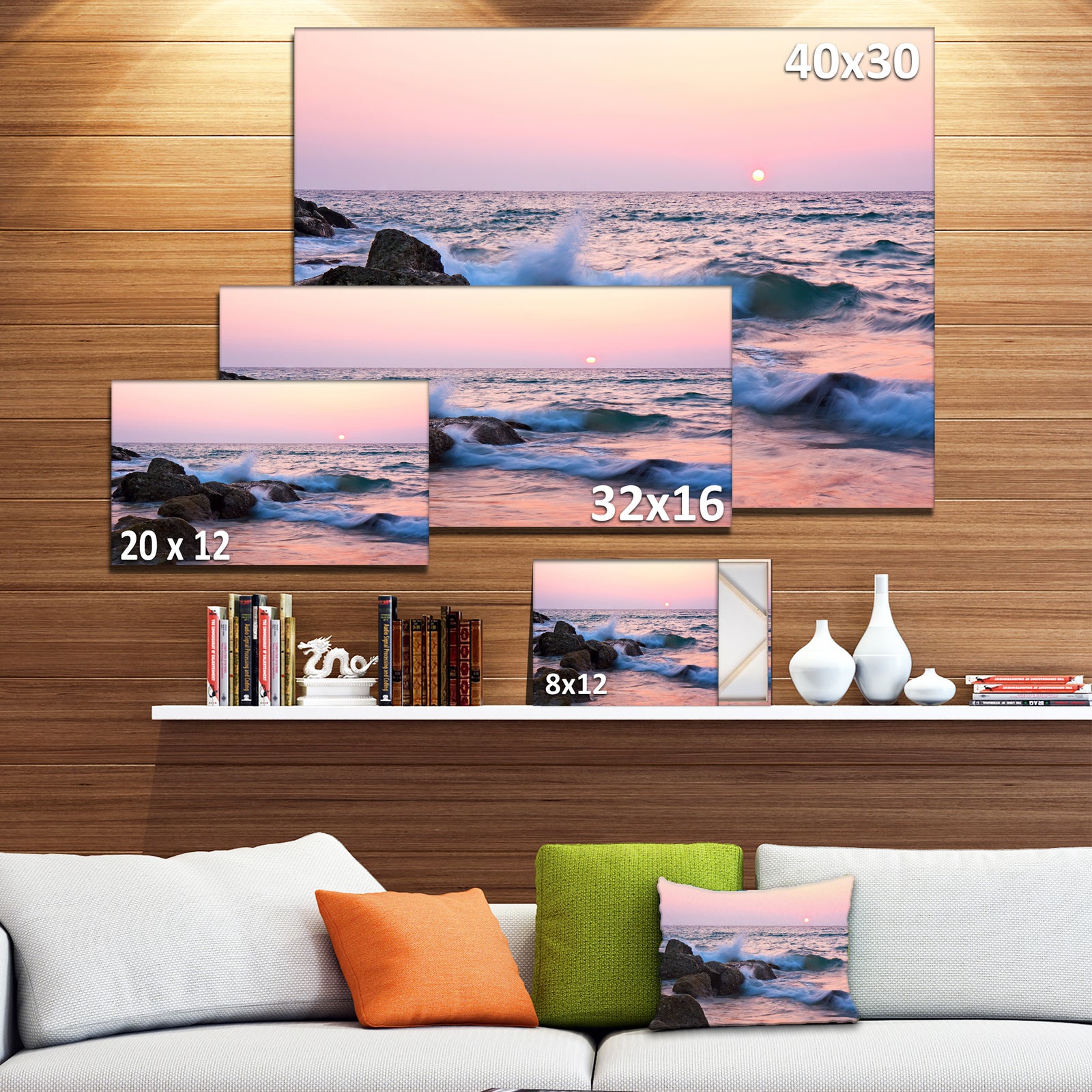 Rocky Coast with Foam Waves - Large Seashore Canvas Print