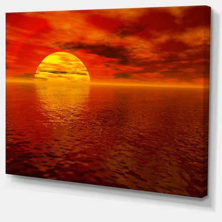 Sun Falling to Yellow Ocean - Large Seashore Canvas Print