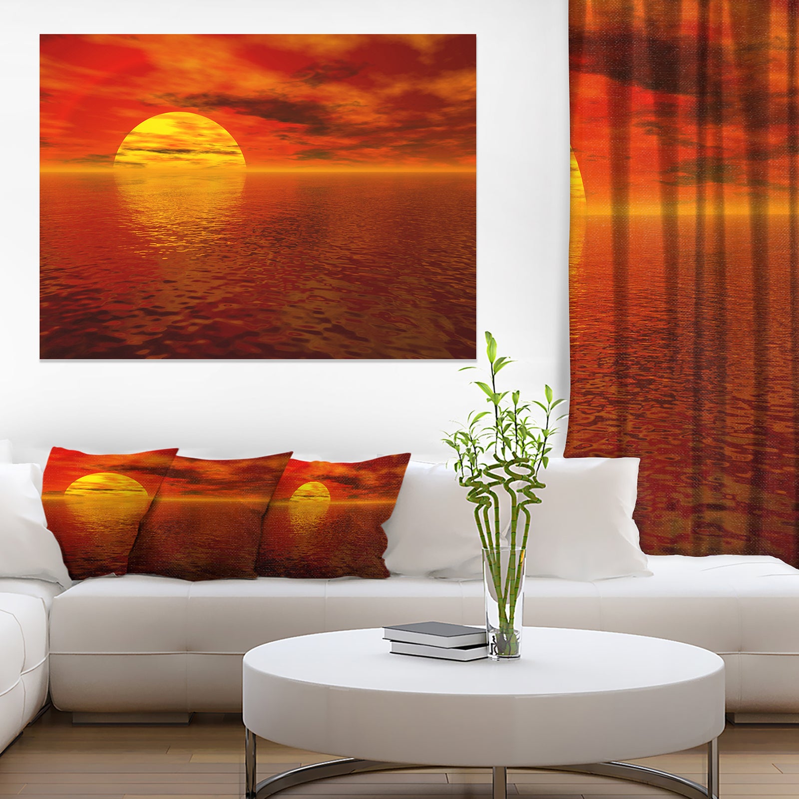 Sun Falling to Yellow Ocean - Large Seashore Canvas Print