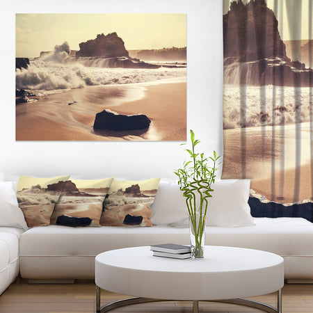 Java Beach with Foaming Waters - Large Seashore Canvas Print