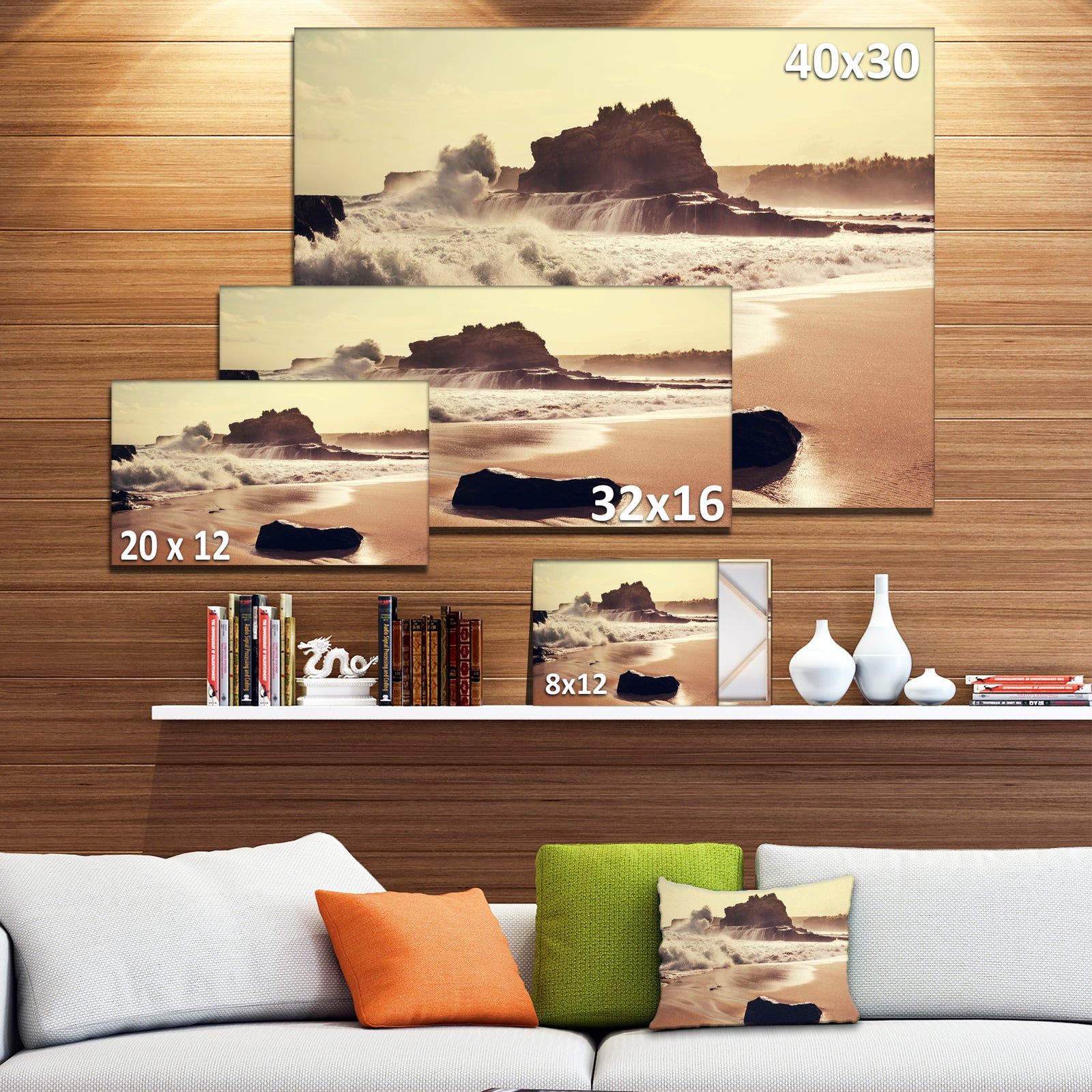 Java Beach with Foaming Waters - Large Seashore Canvas Print