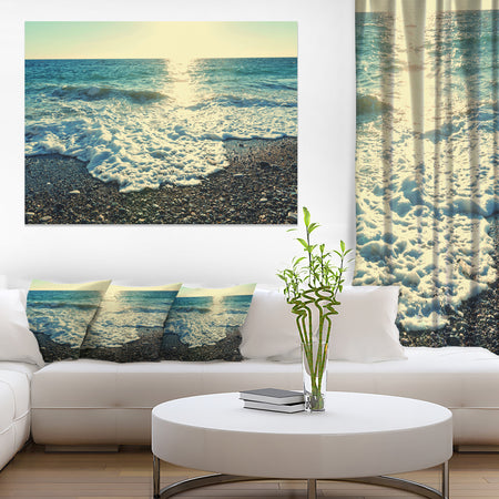 Dramatic Blue Waves on Beach - Large Seashore Canvas Print