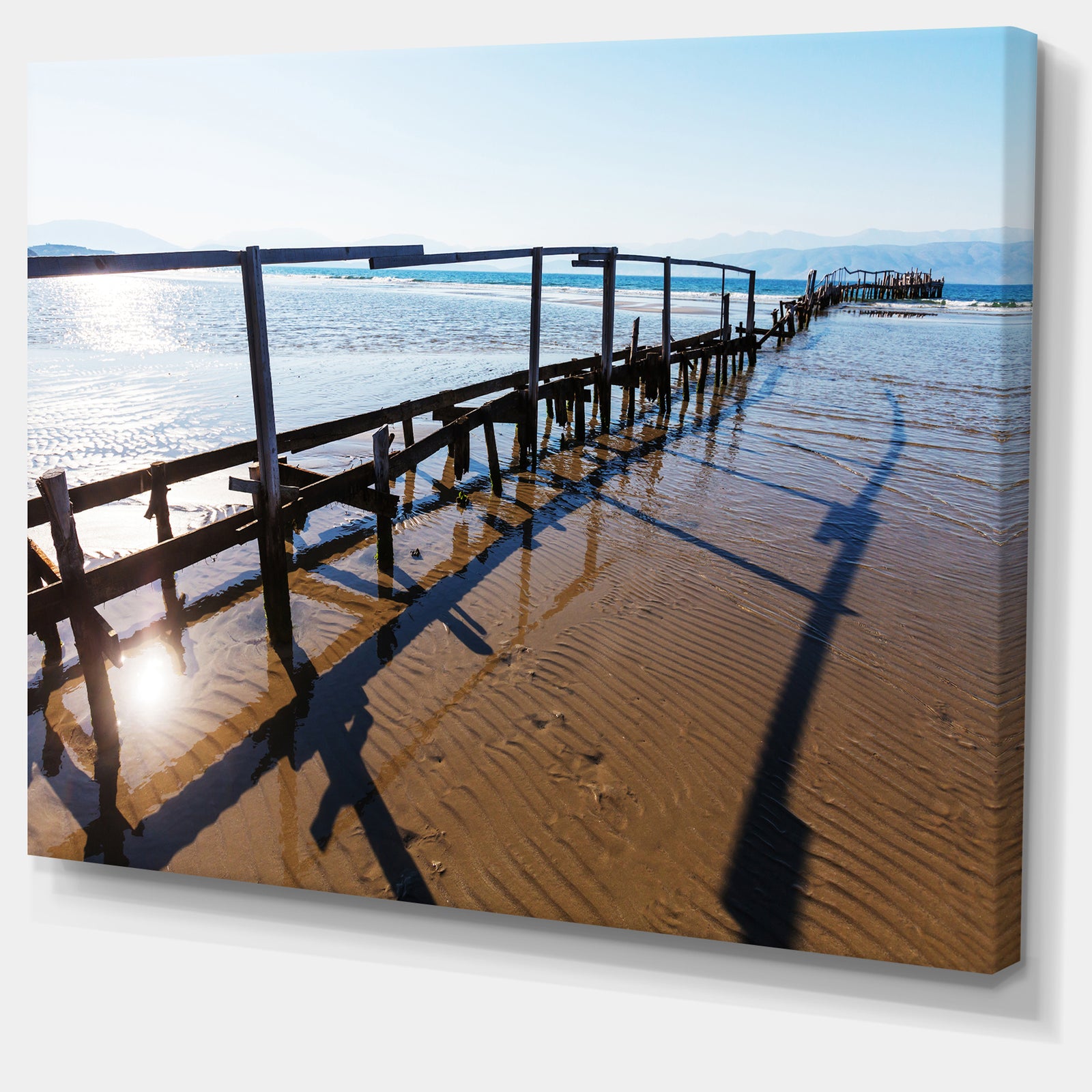 Wooden Boardwalk on Beach - Sea Bridge Canvas Wall Artwork