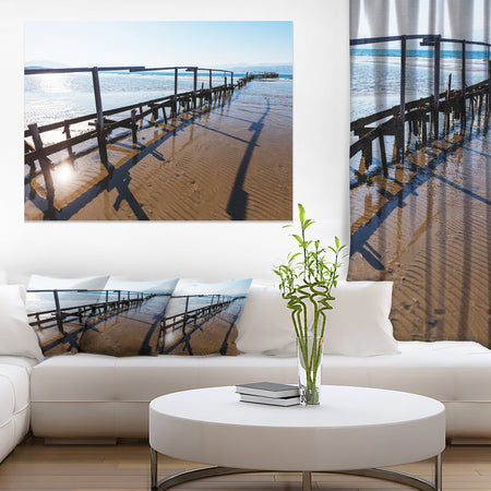 Wooden Boardwalk on Beach - Sea Bridge Canvas Wall Artwork