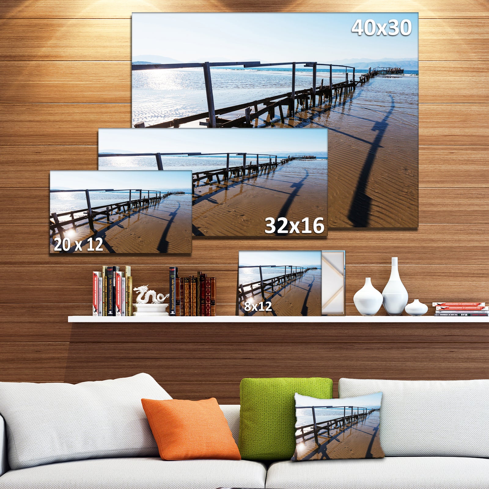Wooden Boardwalk on Beach - Sea Bridge Canvas Wall Artwork