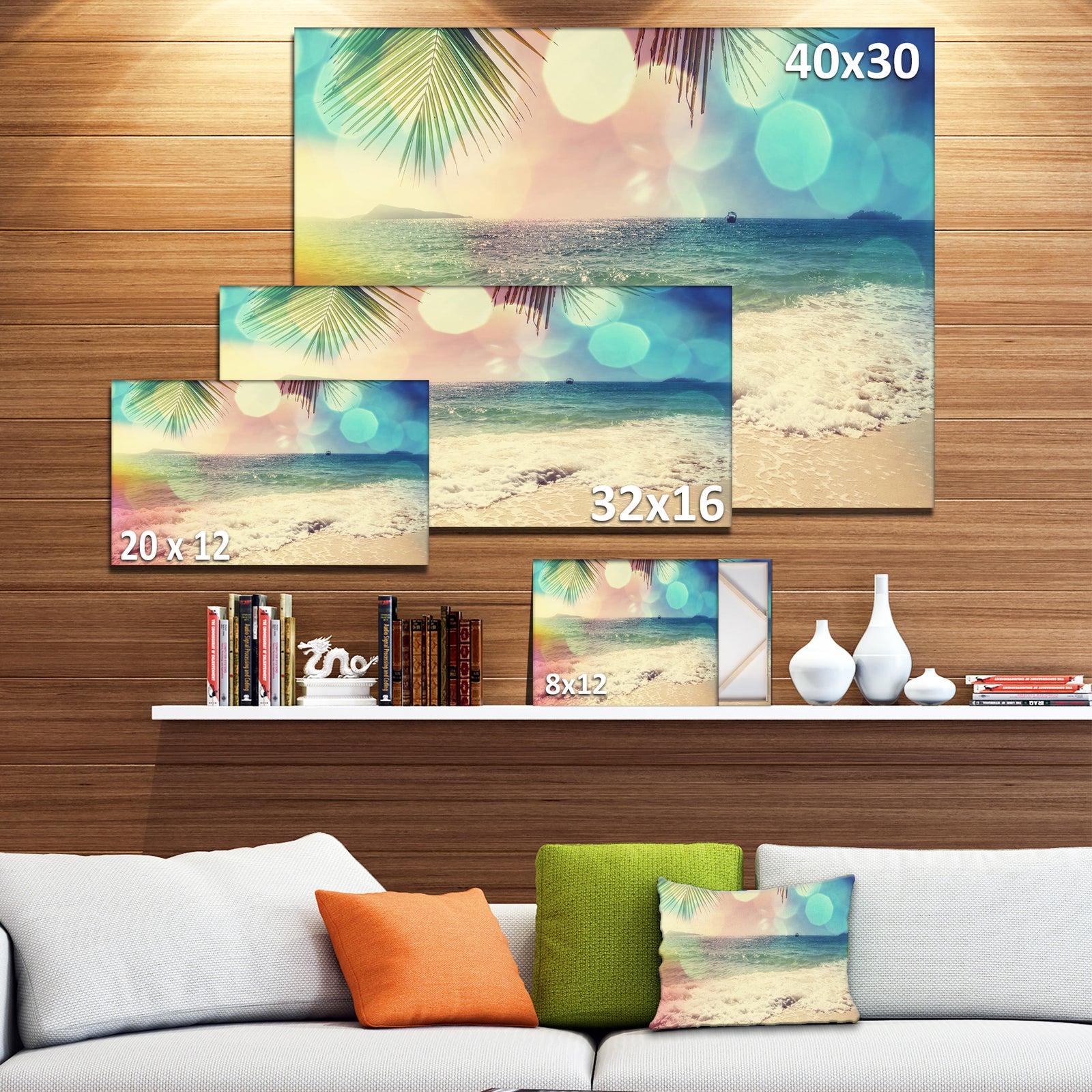 Colorful Serenity Tropical Beach - Large Seashore Canvas Print