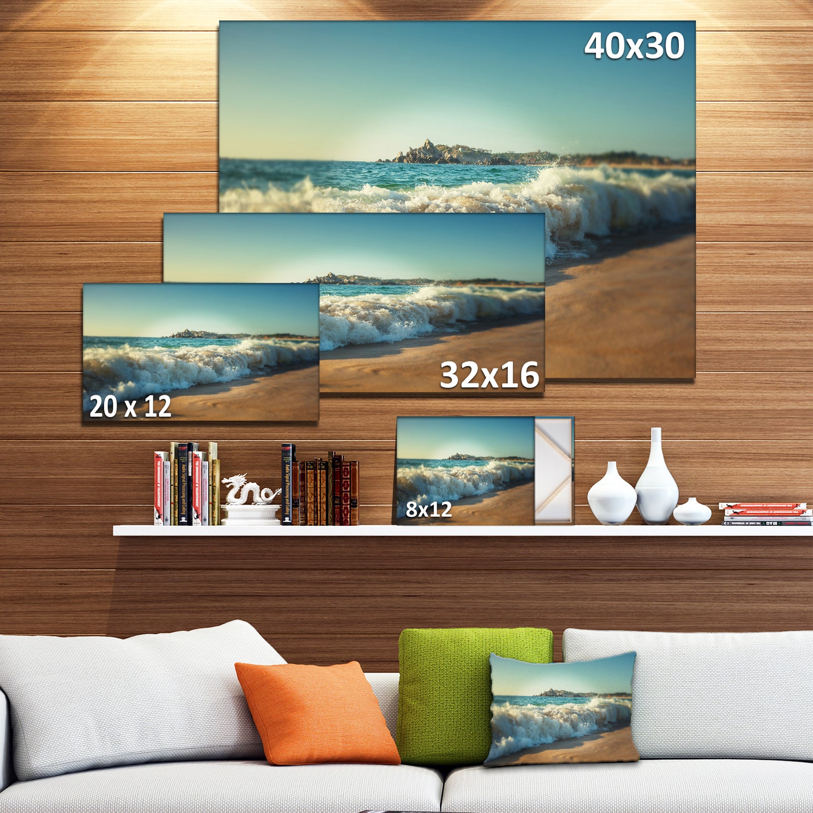 Stormy Waves Hitting Beach Sand - Modern Beach Canvas Art Print