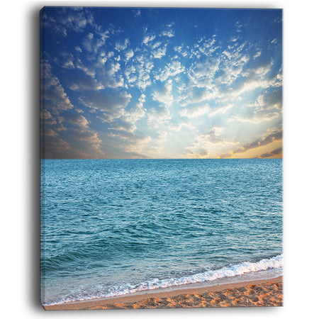 Fasting Moving Clouds Over Blue Beach - Modern Beach Canvas Art Print