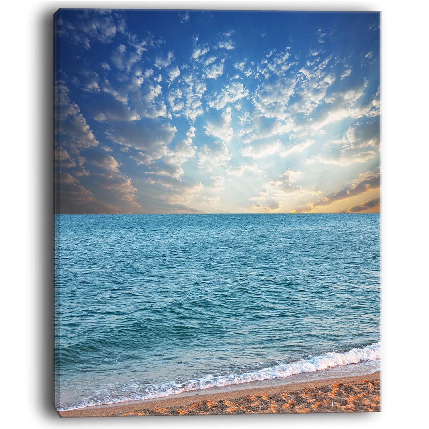 Fasting Moving Clouds Over Blue Beach - Modern Beach Canvas Art Print