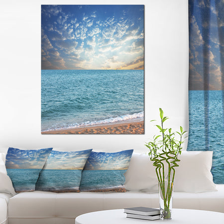 Fasting Moving Clouds Over Blue Beach - Modern Beach Canvas Art Print