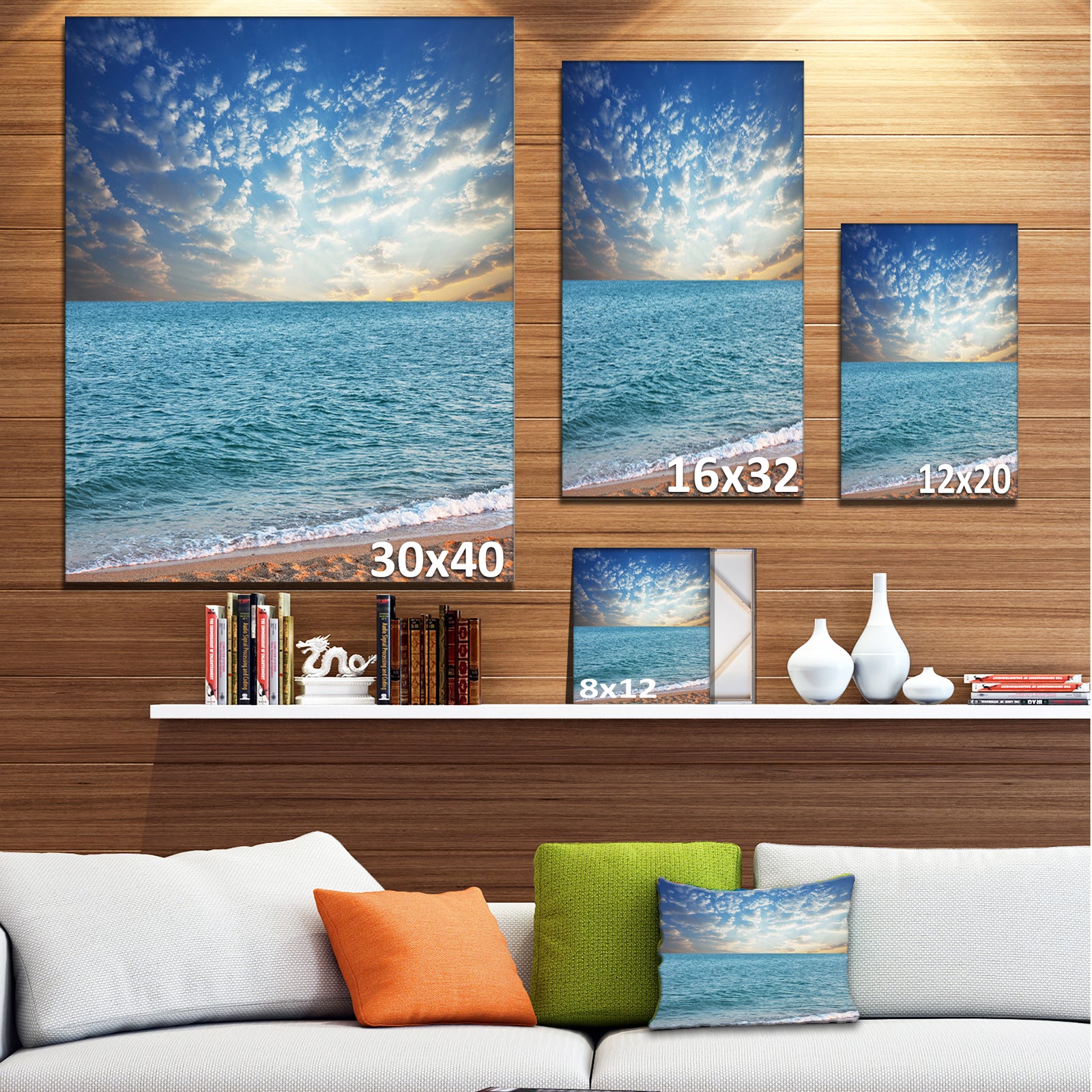 Fasting Moving Clouds Over Blue Beach - Modern Beach Canvas Art Print