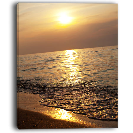 Gloomy Beach and Waters at Sunset - Modern Beach Canvas Art Print
