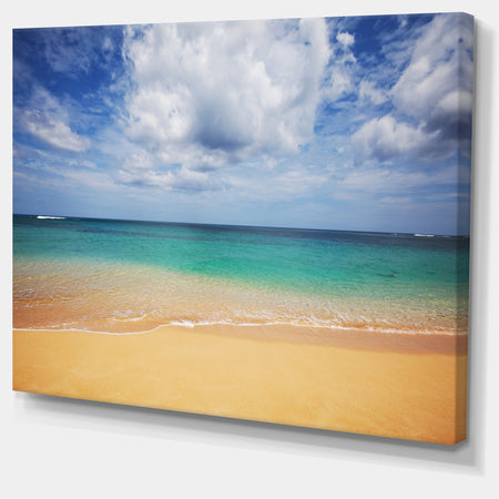Bright Seashore with Heavy Clouds - Modern Beach Canvas Art Print