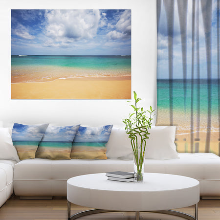 Bright Seashore with Heavy Clouds - Modern Beach Canvas Art Print