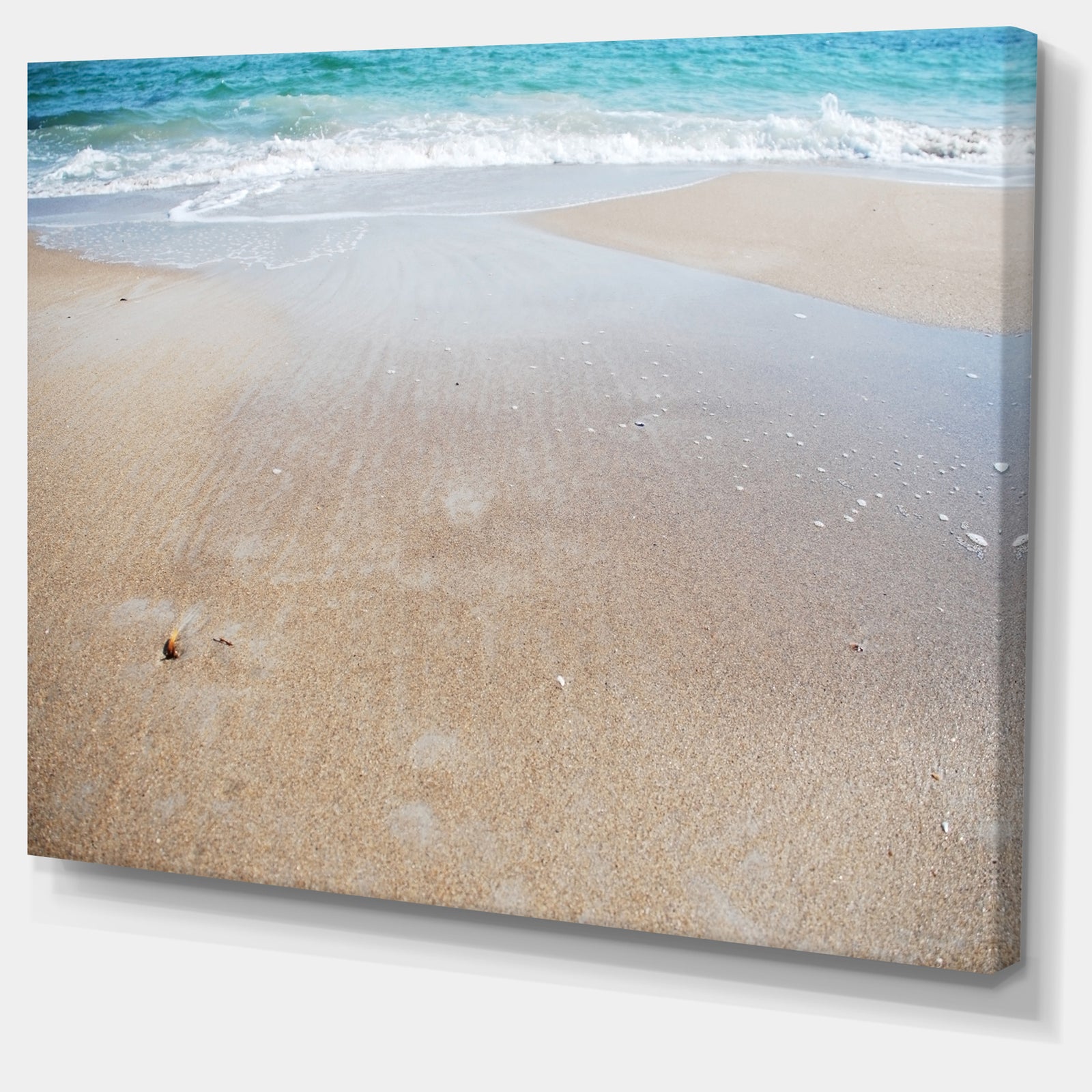 Crystal Clear Sea Waves on Beach - Modern Beach Canvas Art Print