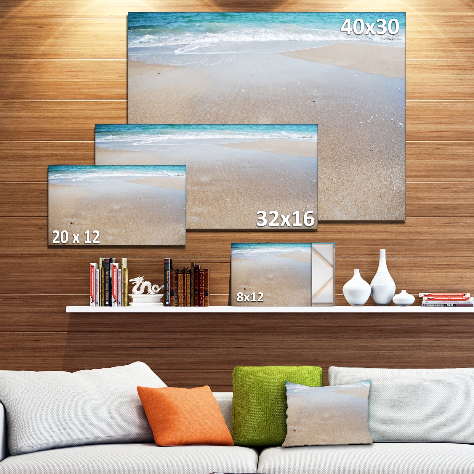 Crystal Clear Sea Waves on Beach - Modern Beach Canvas Art Print