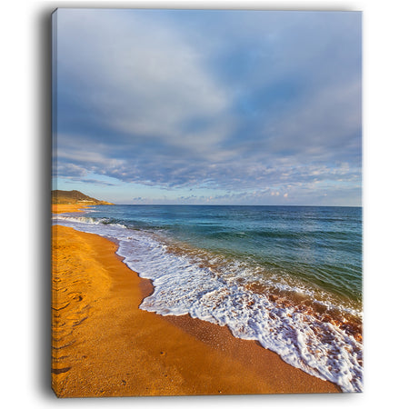 Dark Beach under Cloudy Skies - Modern Beach Canvas Art Print