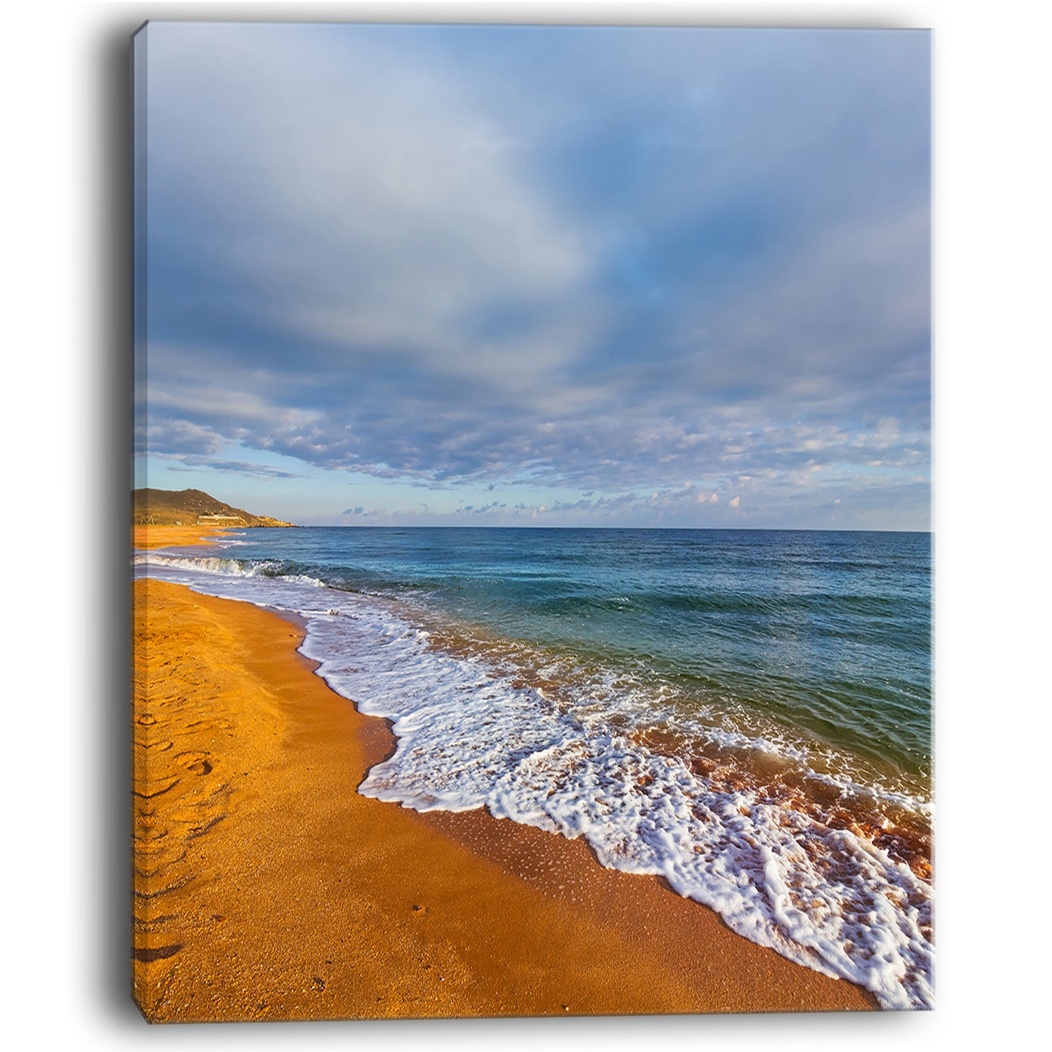 Dark Beach under Cloudy Skies - Modern Beach Canvas Art Print