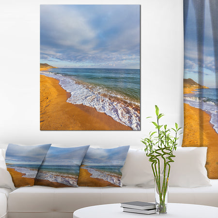 Dark Beach under Cloudy Skies - Modern Beach Canvas Art Print