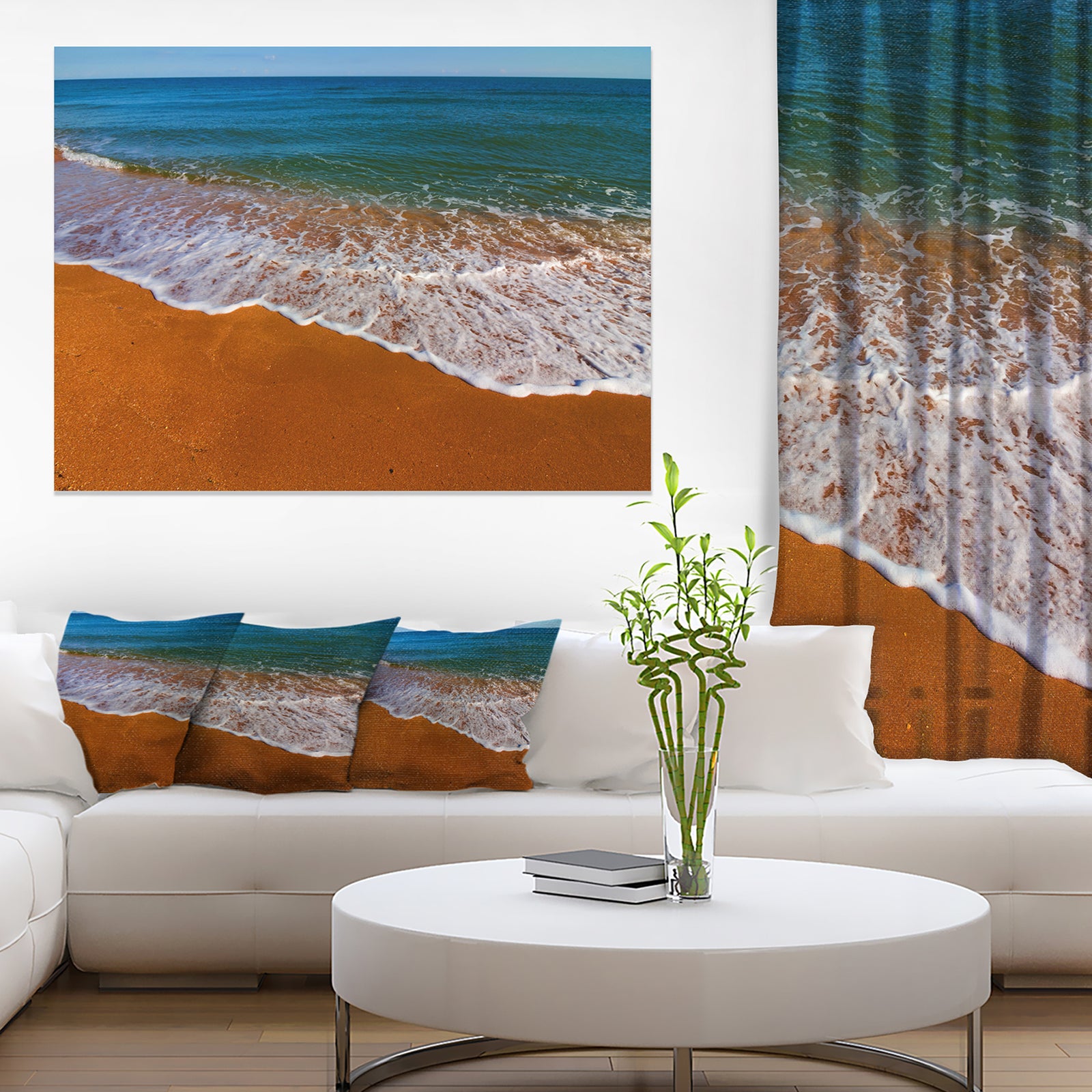 Summer Beach with White Waves - Modern Beach Canvas Art Print