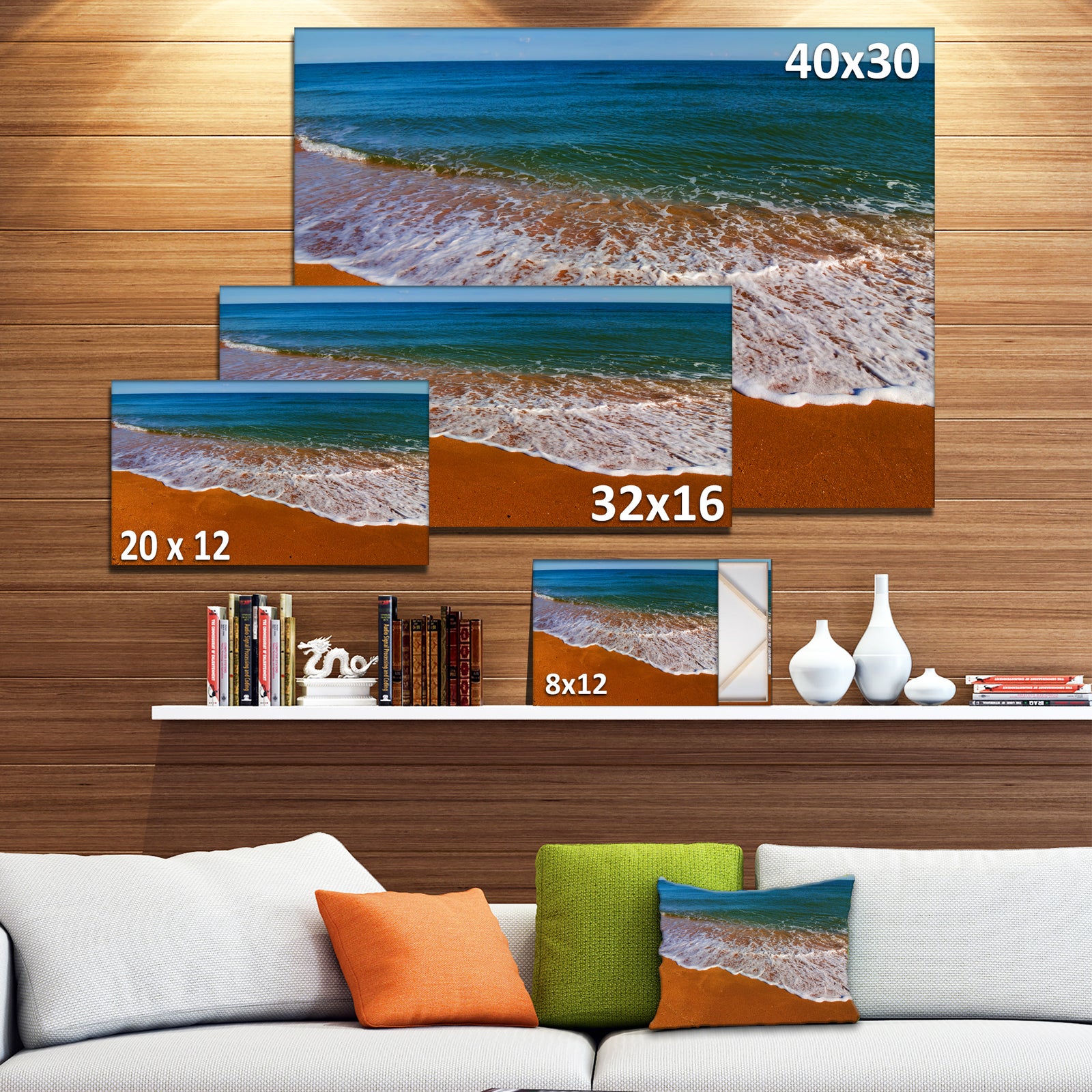 Summer Beach with White Waves - Modern Beach Canvas Art Print