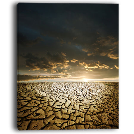 Drought Land under Cloudy Skies - Modern Landscape Wall Art Canvas